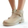 Fashion Women's Beige Leather Ankle Boots Side Zip Casual Booties Comfortable Walking Shoes Soft Brand Shoes