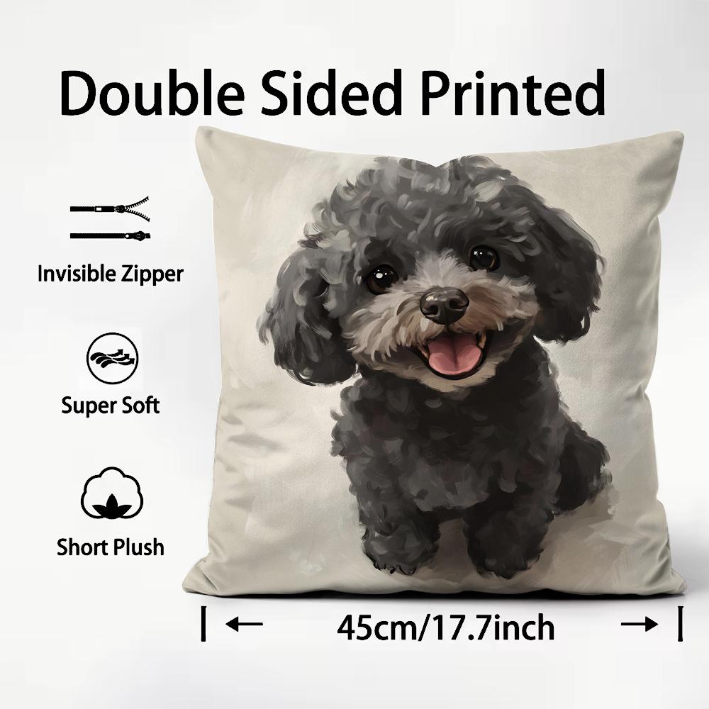 Dog Cute Cushion Cover Plush Fabric Soft DoubleSided Printed Sofa Warm Winter Home Child Gift Pillow Case