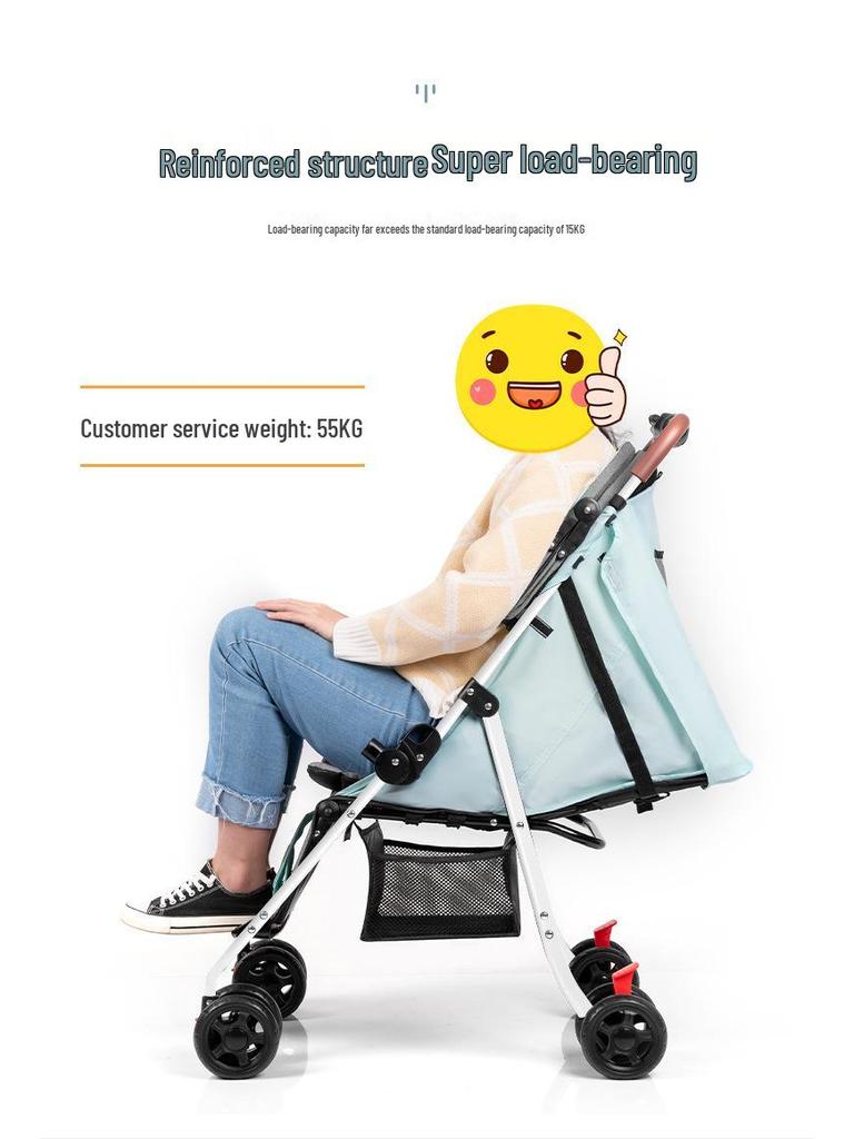 Lightweight Foldable Stroller: Sit or Lie Position, Four-Wheel Design, One-Key Fold for Kids and Babies.