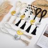Eid Mubarak Wooden Beads Garlands with Acrylic Moon Pendant Tassels Ramadans Islamic Hanging Ornament Muslims Party Decors