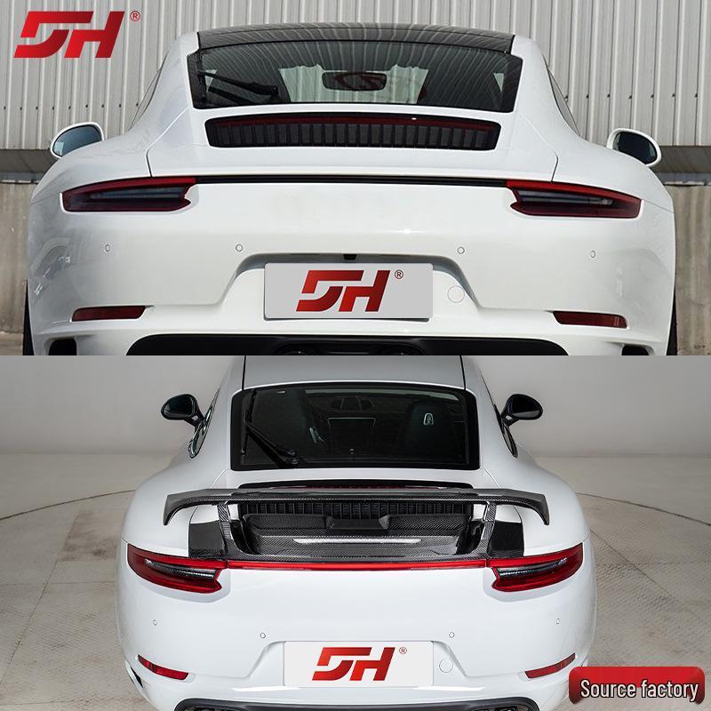Задний спойлер из сухого углеволокна для Porsche 911 TKT (2017-2019), Неразрушающая установка Yes углеродного волокна черного