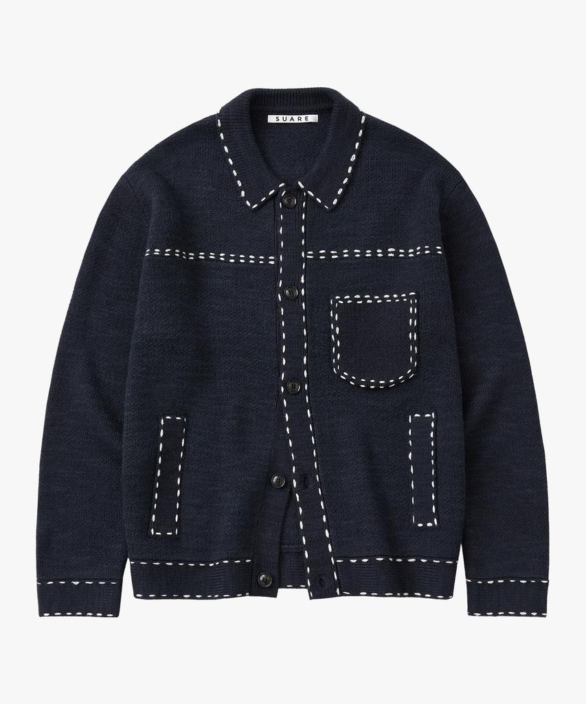 SUARE Wool Hand-Stitch Trucker Knit Jacket - 3 Colors