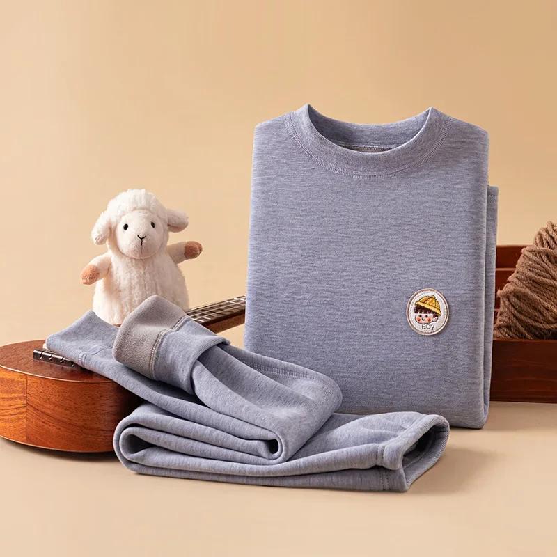 Boys Girls Thermal Underwear Set Autumn Winter Fleece Thick Warm Infant Long Johns Soft Teen Clothes 1-18 Years Kids Loungewear