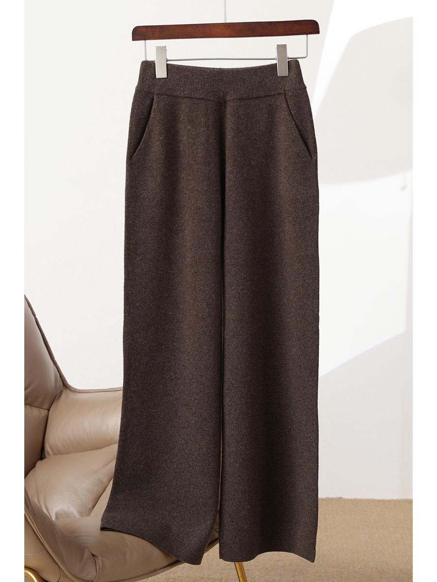 

Женские осенне-зимние драпирующиеся брюки-кюлоты с высокой посадкой и широкими штанинами из 100% шерстяного трикотажа – Мягкие, универсальные, повседневные, длиной до пола Extra Large