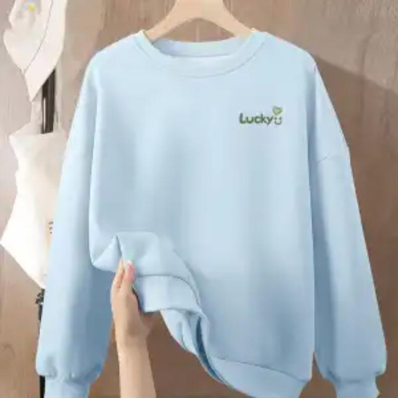 

Топи Весна Осінь Тонкий Дизайн Жіночий Новий Худі Без Капюшона та Вільний S синій