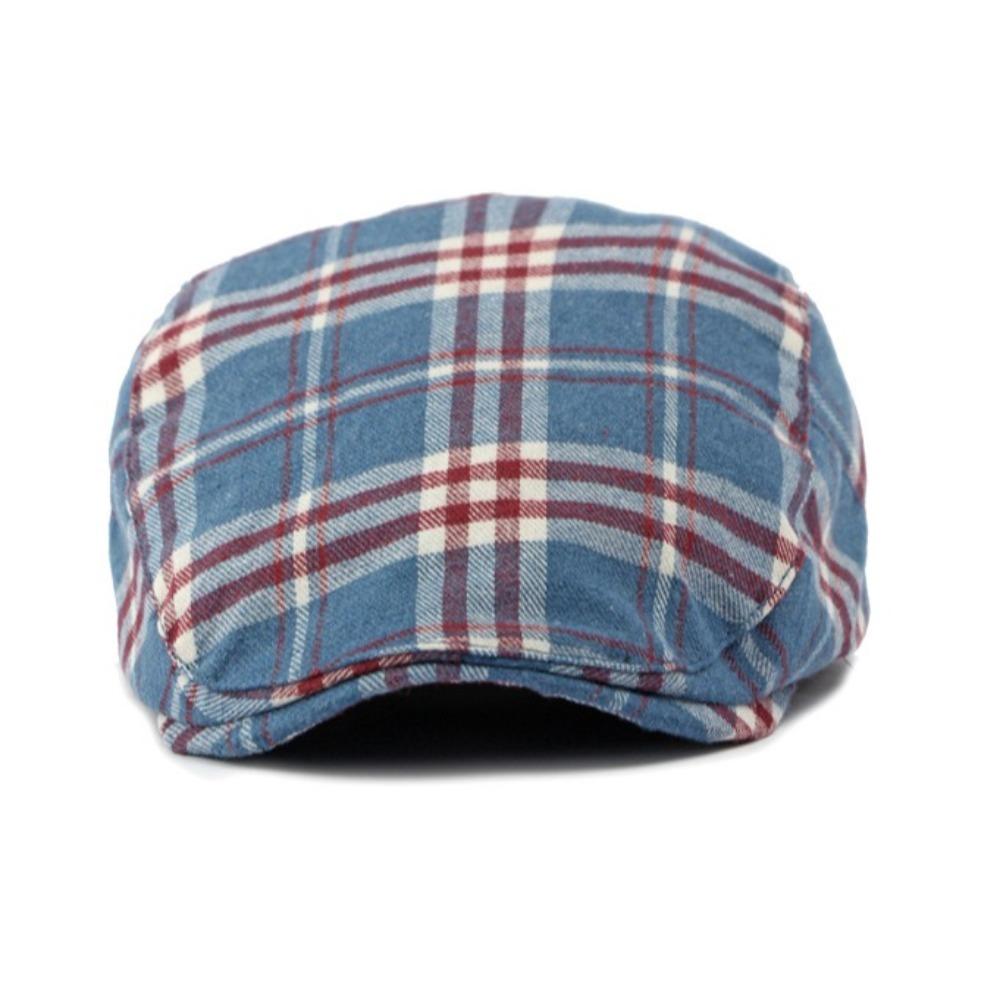 Cool Checkered Bud Caps Large Head Girth Yellow Tartan Beret Painter Hat  Clothes Accessories