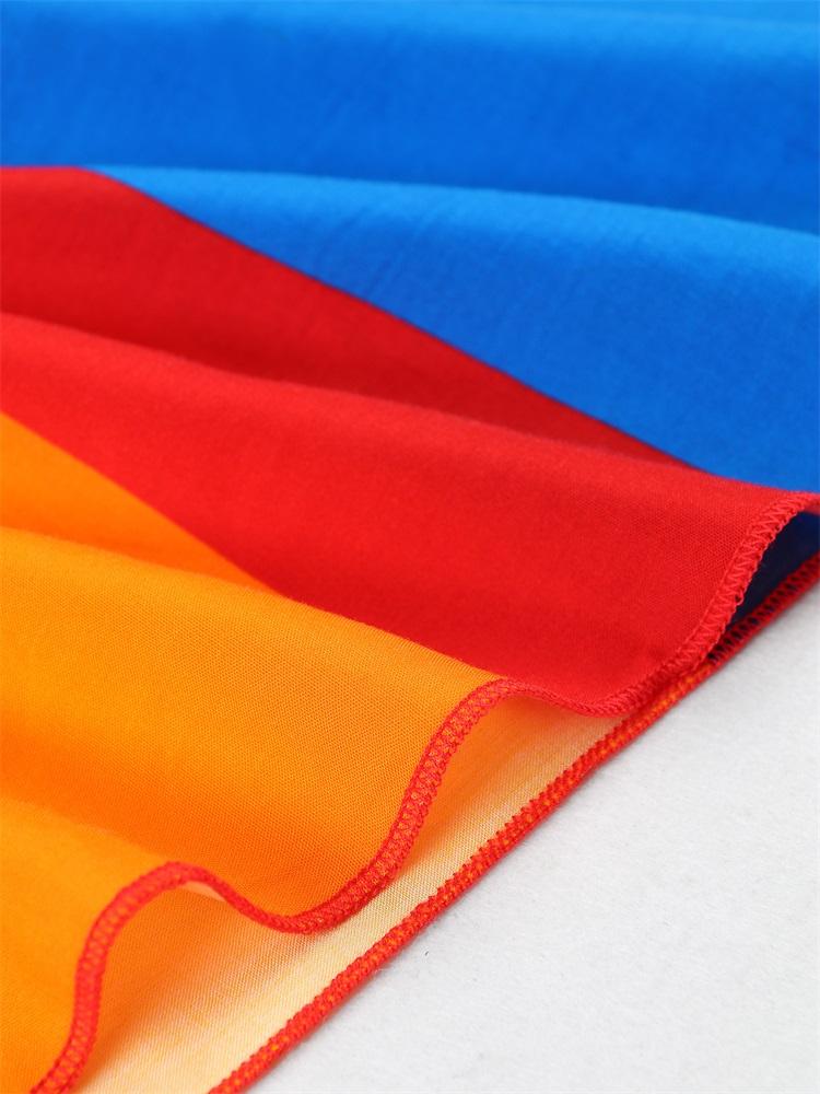 EDOLYNSA Flag Color Printed Boho Hand-knit V Neck Bat Sleeve Beach Dress 2024 Summer Women Loose Kaftan Beachwear Swimsuit Cover Up