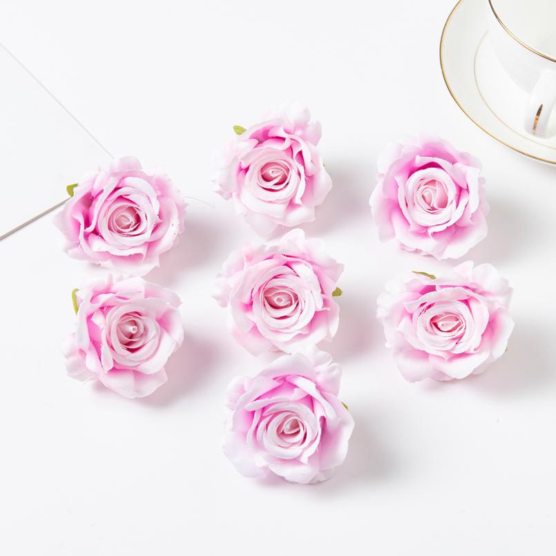 Cheap Pink Artificial Flowers Crafts Wreath Headgear for Home Decor Wedding Accessories Outdoor Garden Diy Scrapbook Silk Roses 5 Pieces