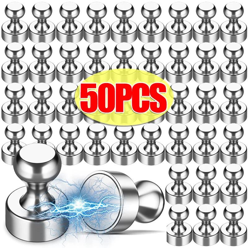 50/1 Stück Neodym-Magnet-Stecknadeln Starker Magnet Saugnapf Druckknopf für Kühlschrank Whiteboard Küche Büro Magnetischer Haken