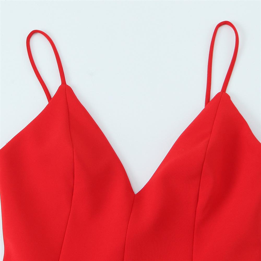 2025 Spring Women's Sweet Slim V-Neck Wide Hem Suspender Dress