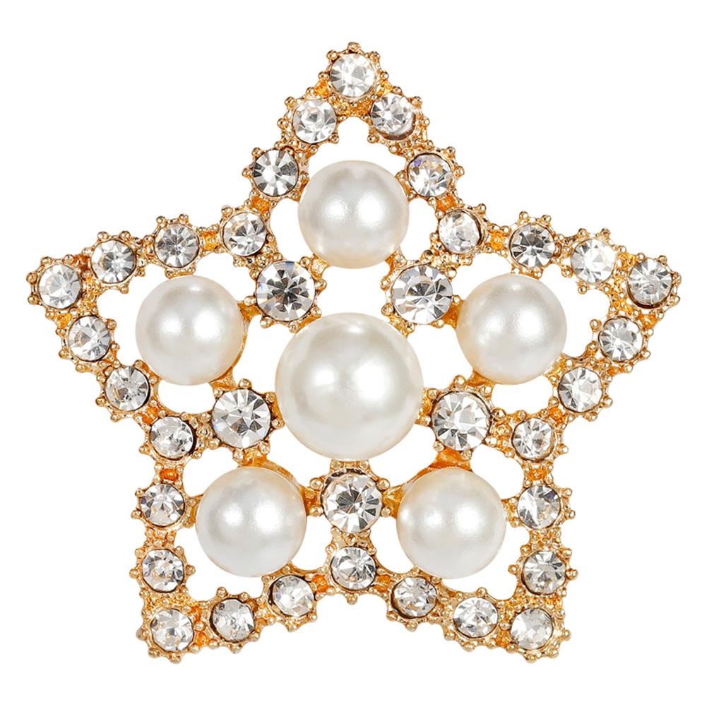 

Mini Elegant Star Shape Brooch Alloy Pin Simple Pearl Rhinestone Brooch Valentine s Day Gifts Gold #1