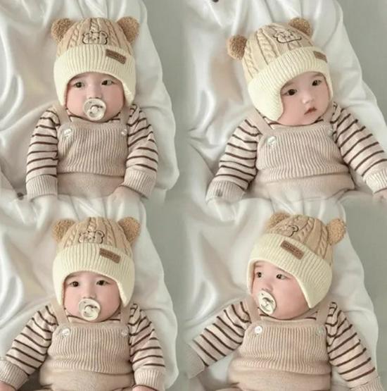 Koreańska Wełniana Czapka Dziecięca: Ciepła Jesienno-Zimowa Dzianina Chroniąca Uszy dla Chłopców i Dziewczynek