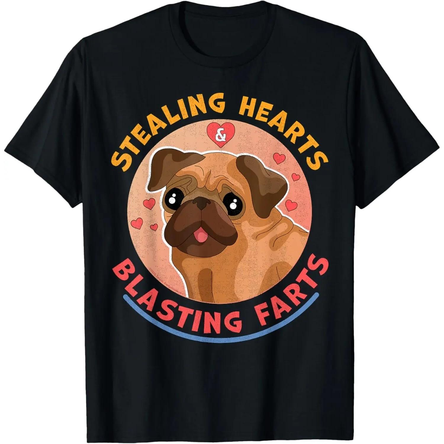 

Stealing Hearts And Blasting Farts Dog Pug Valentine s Day T-Shirt XXXXXL чорний