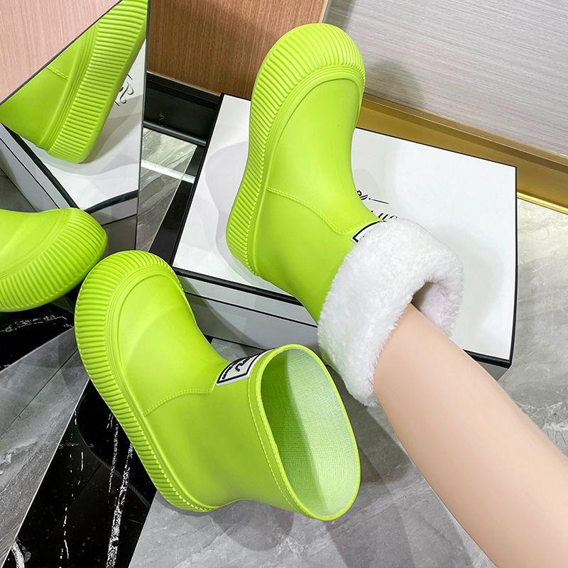 Korean Style Mid Calf Waterproof Non Slip Lightweight Thick Sole Women Rain Boots