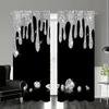 2 Stück Rot Schwarz Farbverlauf Streifen Design Bedruckter Fenstervorhang Für Schlafzimmer, Büro, Küche, Wohnzimmer, Arbeitszimmer Stangentasche Fenster