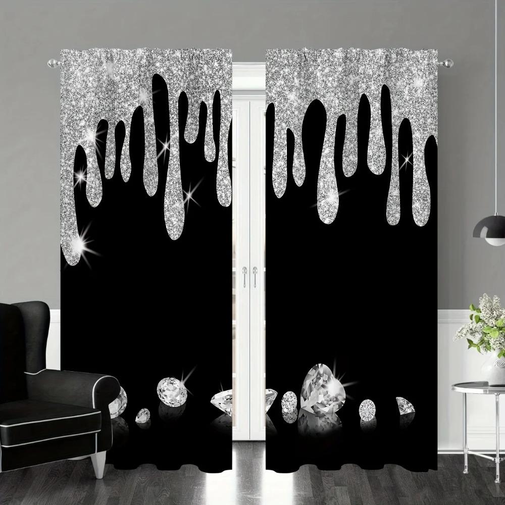 2 Stück Rot Schwarz Farbverlauf Streifen Design Bedruckter Fenstervorhang Für Schlafzimmer, Büro, Küche, Wohnzimmer, Arbeitszimmer Stangentasche Fenster