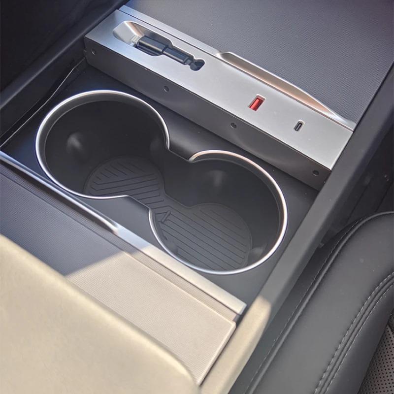 Central Control Water Cup Pad for Tesla Model Y LAUNCH 2025/Model 3 Highland Silicone Drink Coaster Antiskid Cup Mat Accessories