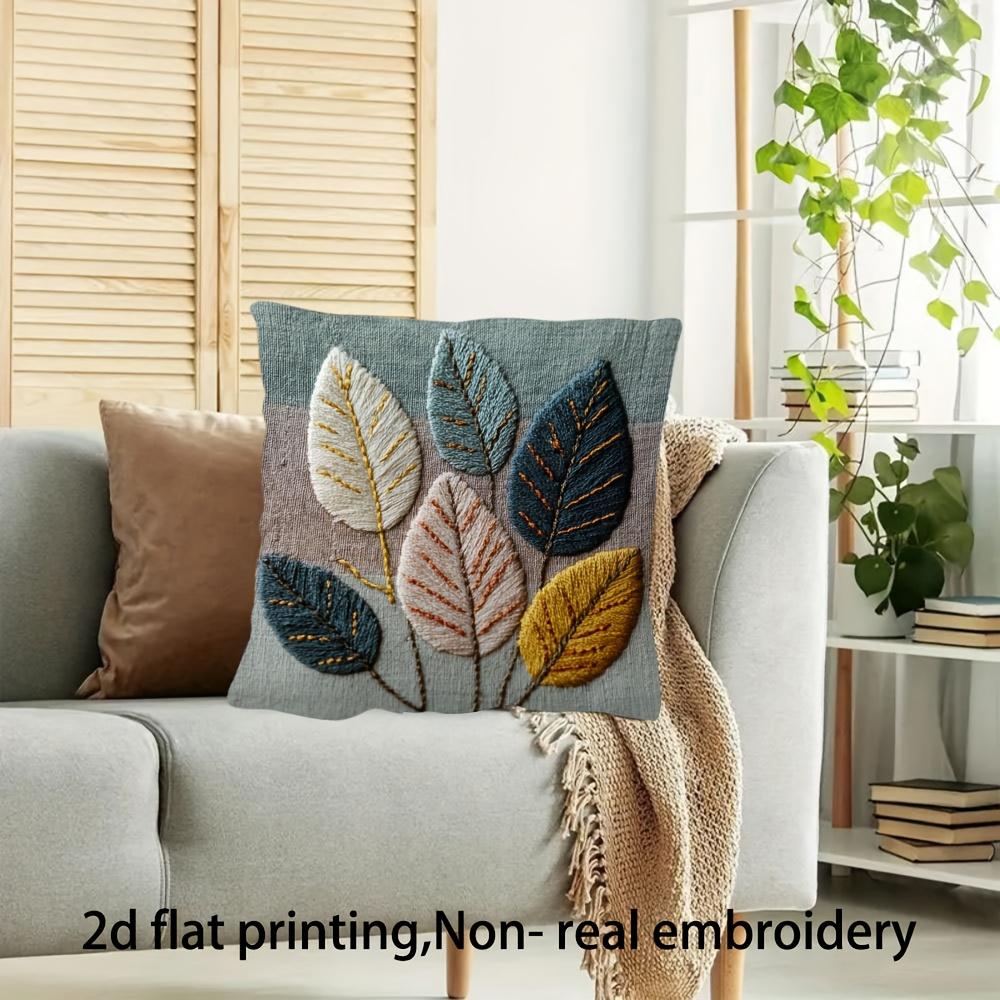 Boho Poszewka na poduszkę dekoracyjną z liściem 2D Vintage Botaniczna Kwiatowa Poszewka na poduszkę dekoracyjną na sofę do salonu Wystrój domu