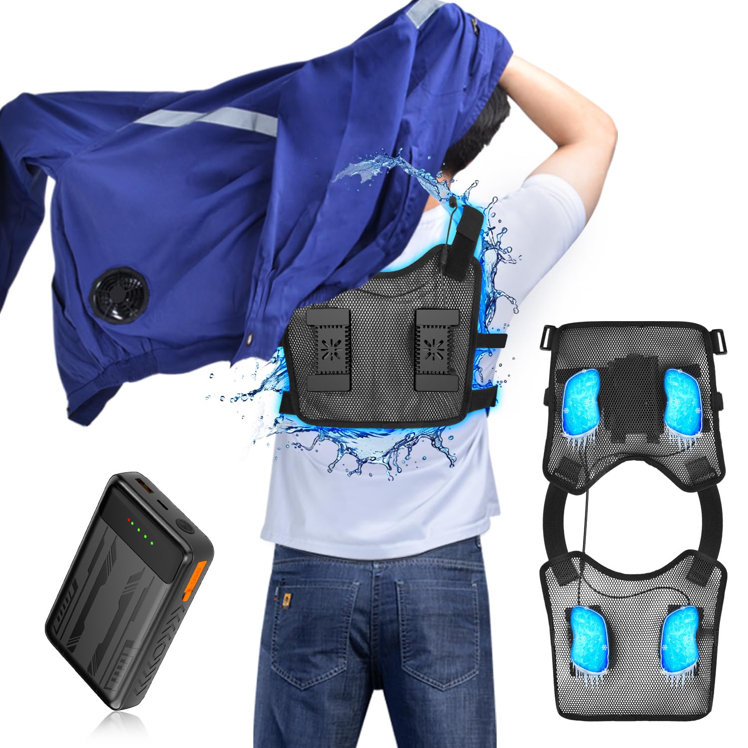 

THEKUKU Жилет Пельтье с 4 охлаждающими устройствами Пельтье: высокопроизводительное и эргономичное охлаждение, летнее охлаждение, USB, охлаждает до, тонкий, тихий, один размер подходит, рабочий, Пельтье чёрный