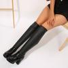 Fashion Thigh Boots Women Summer New Round Toe Spliced Side Zipper Platform Anti-Slip Wear-Resistant Over-the-Knee High Heels