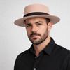 Solid Color Men's Felt Hat British Style Women Jazz Hat Woolen Flat Top Hat  Stage Performance