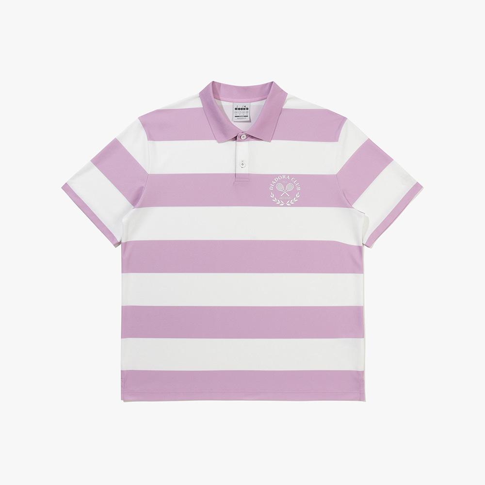 diadora Coat Striped Collared Short Sleeve T-Shirt Violet
