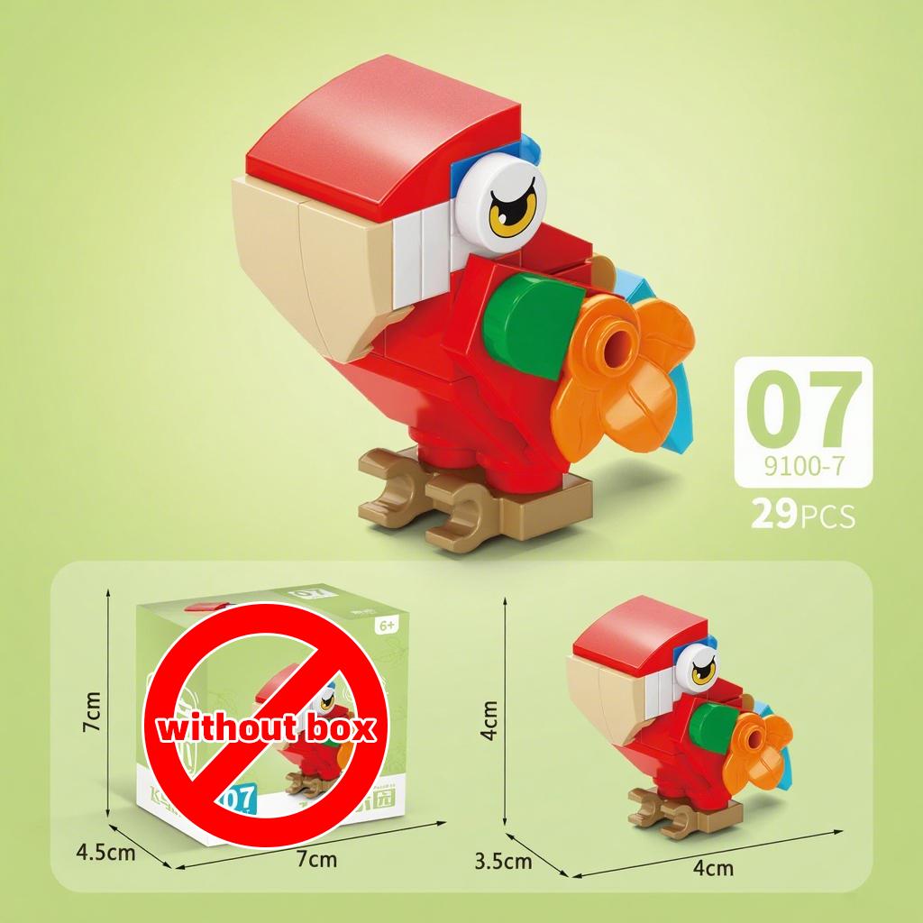 Lele Brother Bausteine Vogel Landtiere Flamingos Spechte Papageien Pfauen Adler MOC Stadtszene Zusammengebaut DIY Haustier Steine