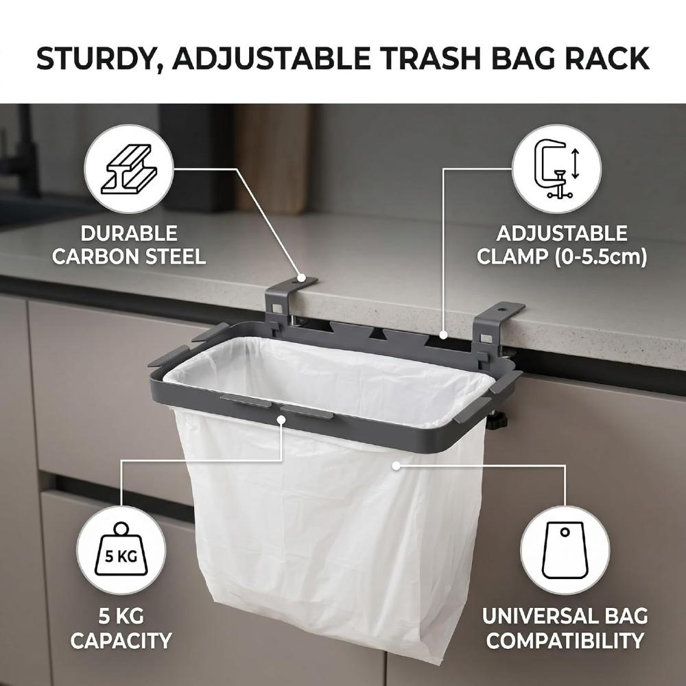 11.8×5.9×0.6in Trash Bag Holder Stainless Steel Cabinet Trash Bag Stand For Bathroom