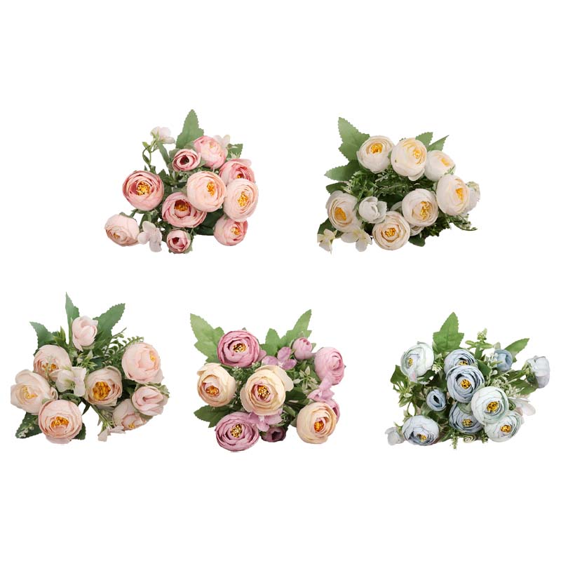 10 Heads Artificial Flowers Fake Silk Tea Roses Fake Flowers Bride Bouquet Home Party Wedding Decor 30Cm Flowers Arrangement