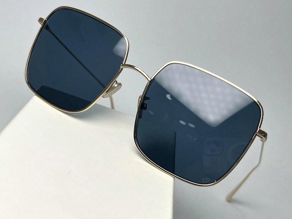 Dior Stellaire SU-B0B0 Gold Square Sunglasses with Blue Lenses