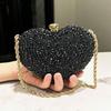 1pcs PU Leather Heart Shape Diamond Bag Women's Chain Shoulder Crossbody Bag Handy Shoulder Bag Suitable for Daily Use