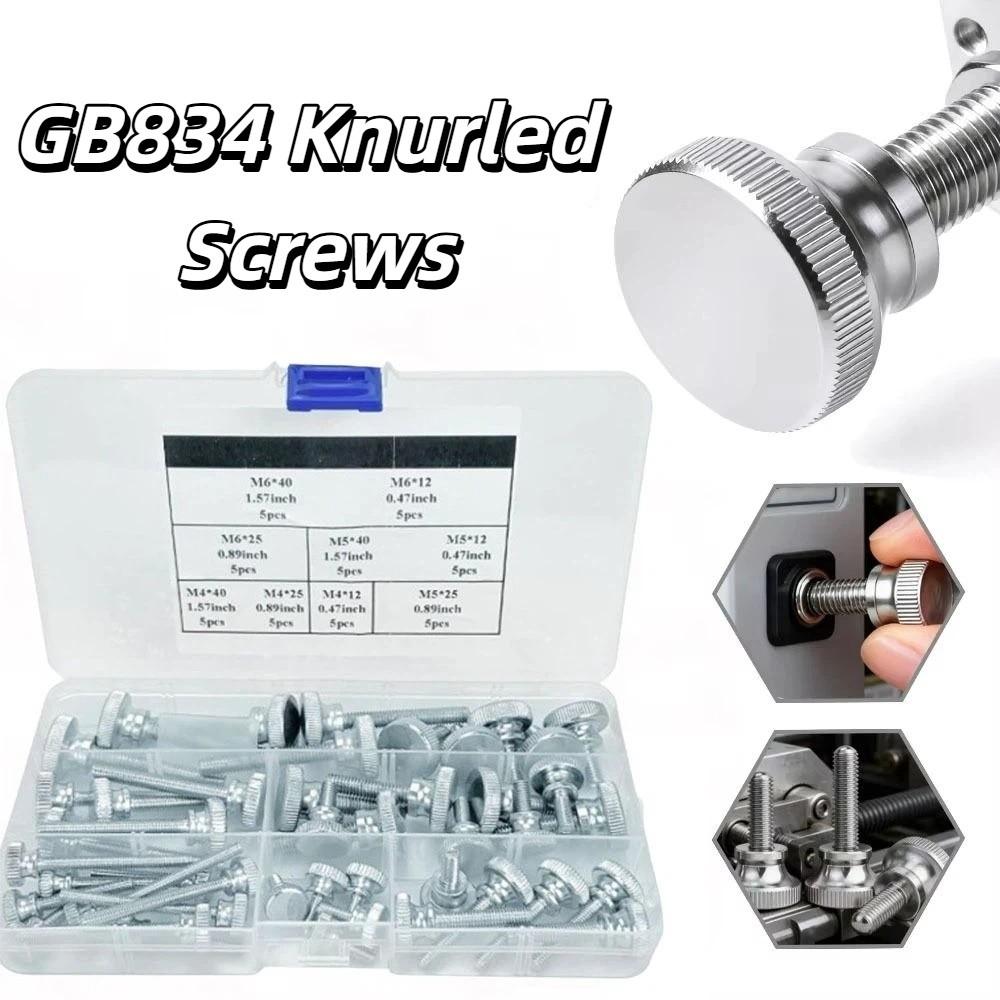45pcs Large Head Thumb Screws Durable Round Head Screws GB834 Knurled Screws  Construction