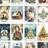 32pcs, Vintage Christmas Postcard, Green, Birthday/Anniversary Gift, Collectible, Suitable for Gift Giving, Can Be Mailed.