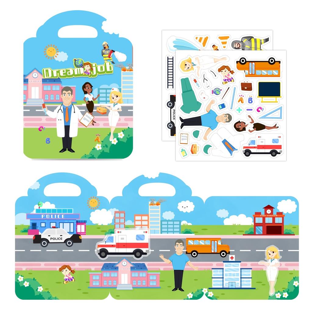 1 PCS Reusable Sticker Books for Kids 2-4 Cute Static  Adhesive Stickers Book for Toddlers Educational Toys Birthday Gifts