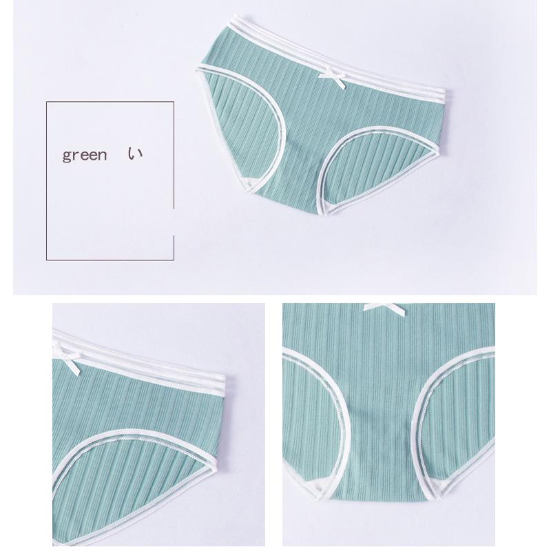 DULASI Cotton Bow Panties Women Underwear Striped Briefs Breathable for Girls Panty Lady Mid-Waist