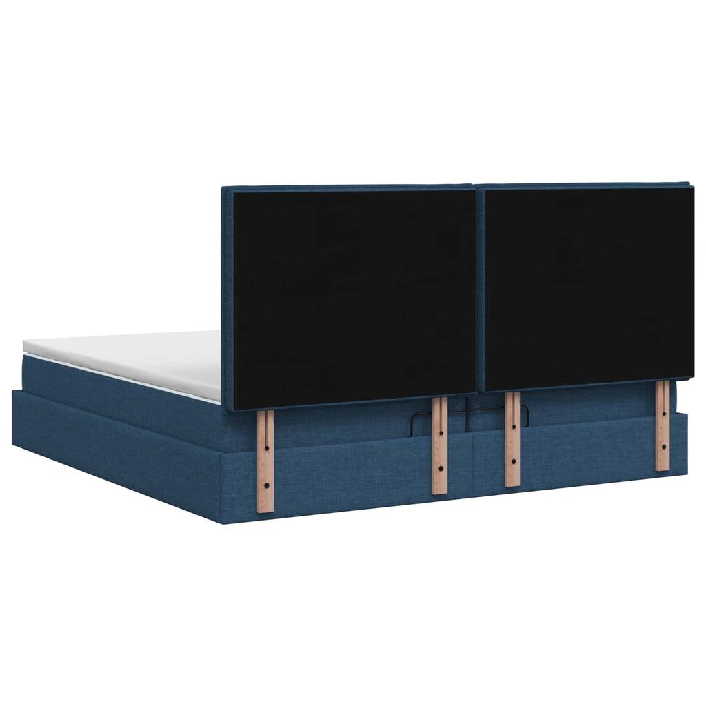 Ottoman Bed with Mattress and Headboard Blue 200 X 200 Cm Fabric
