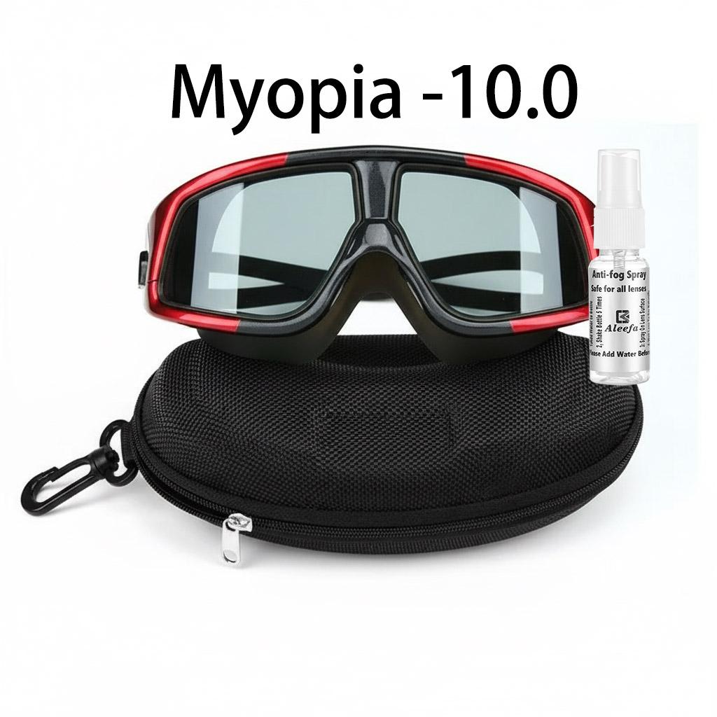 Lunettes de Natation Myopie -1,5 à -10,0 Dioptries, avec Spray Anti-Buée, Protection UV Sangle Réglable pour Hommes Femmes