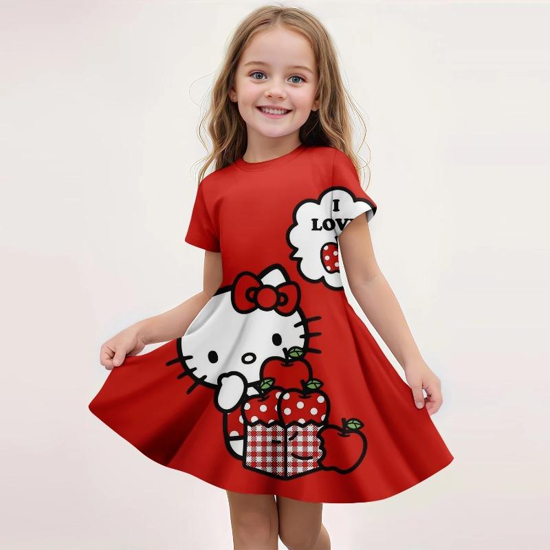 Popular Kawaii Summer Children's New Fashion Girl Dress Comfortable Home Outdoor Cartoon