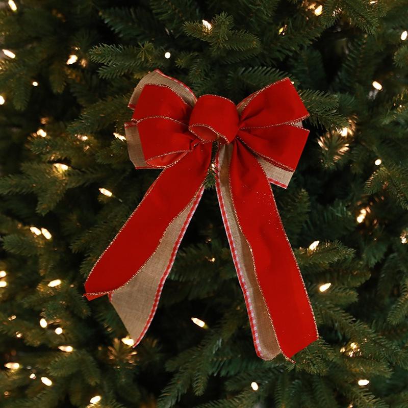 Christmas Decoration Bow Glitter Large Bow Ornament Xmas Tree Festive Holiday Hanging Decor Sparkling Gift Accessory Ornaments