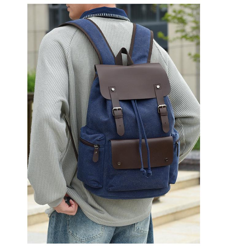 Retro Canvas Drawstring Backpack for Men & Women – Large Capacity, Versatile Travel & Laptop Bag