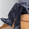 Pantalones vaqueros cargo retro americanos para hombre, estilo Y2K, estilo urbano, holgados, informales, rectos, estilo hip hop, de pierna ancha