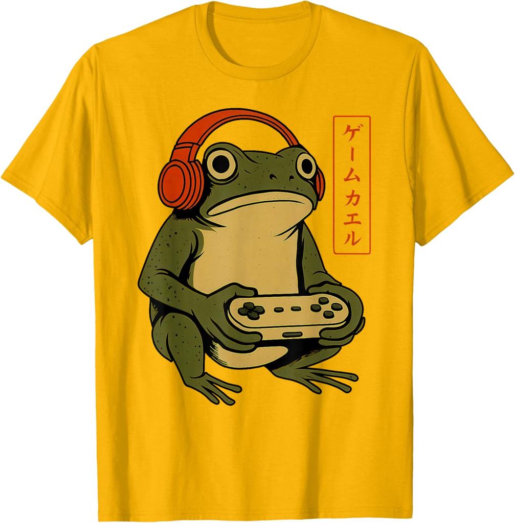 Funny Gamer Frog Unisex Women Boys Funny Vintage Gaming TShirt Cotton Tee Cartoon Vintage Frog Gamer Unisexs Womens Clothing