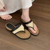 French Holiday Style Slippers Women's Summer Wear Is Beautiful, Straw Woven Soft Sole Is Not Tired, Foot Slope Heel Flip-flop Toe Sandals