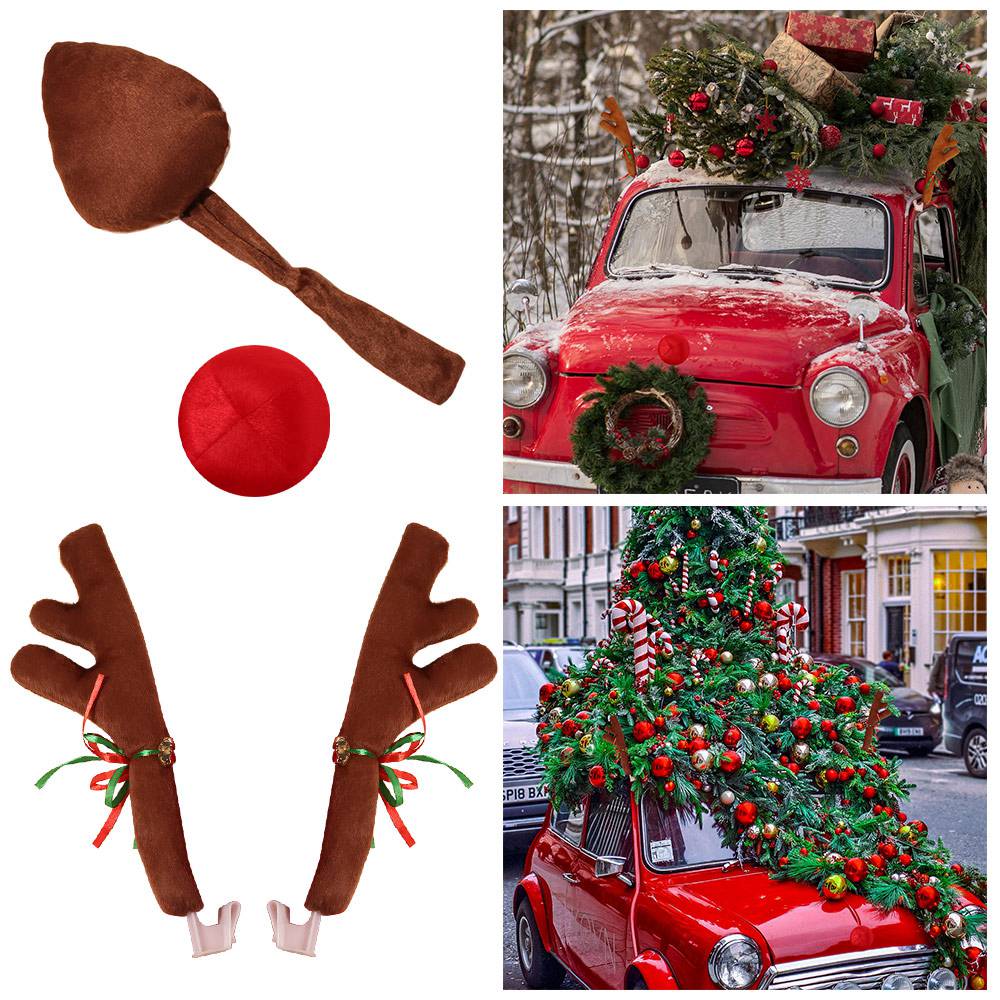 Creative Christmas Auto Exterior Decor Deer Horn Car Reindeer Antler Kit Exterior Accessories