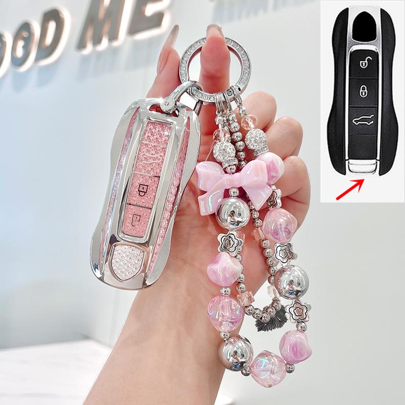 TPU Car Remote Key Cover Case Holder shell Chain Protector Fob For Porsche Taycan Panamera Macan Cayenne Hybird 718 911 Boxster