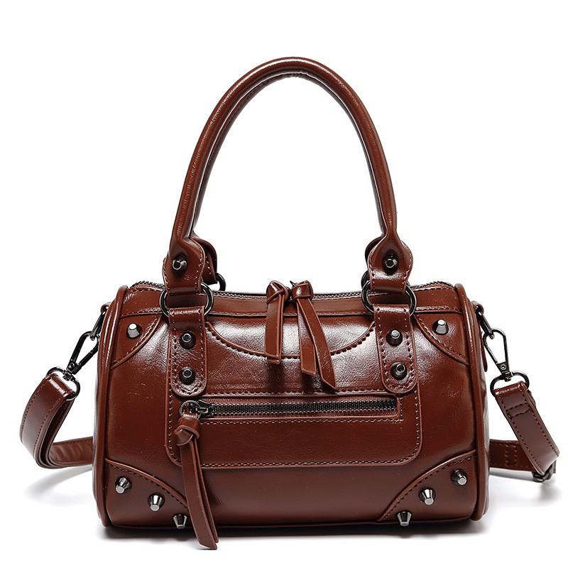 European and American Fashion Rivets Large Capacity Pillow Bag Bowling Motorcycle Handbag Single Shoulder Crossbody Women's Bag