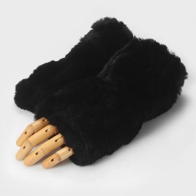 MISTICA Konijnenhaar Bont Vingerloze Handschoenen MFFG001BK