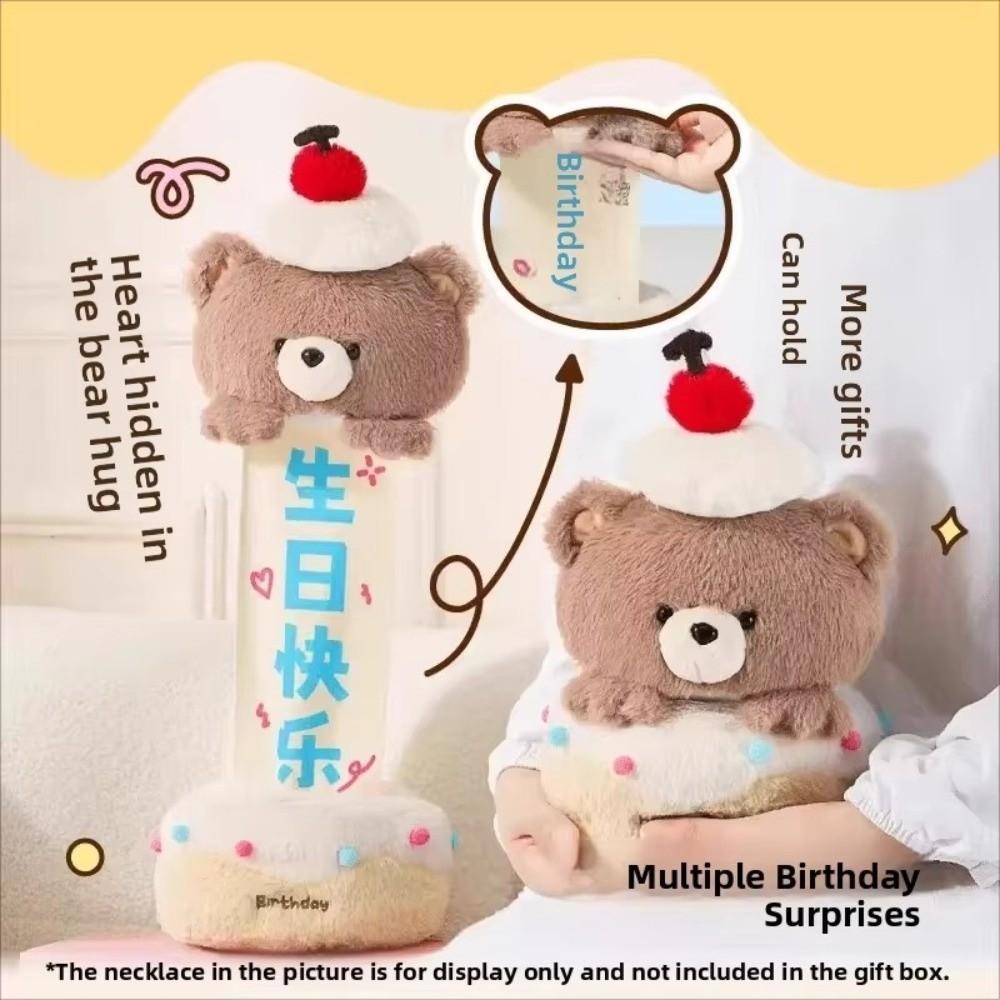 Pull-out Plush Bear Doll Creative Birthday Gifts Interactive Bear Cake Plush Toy  Valentine's Day