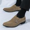 Fashion New Men's Pointed Faux Suede Leather Shoes Designer Monk Strap Loafers Formal Wedding Prom Dress Homecoming Footwear