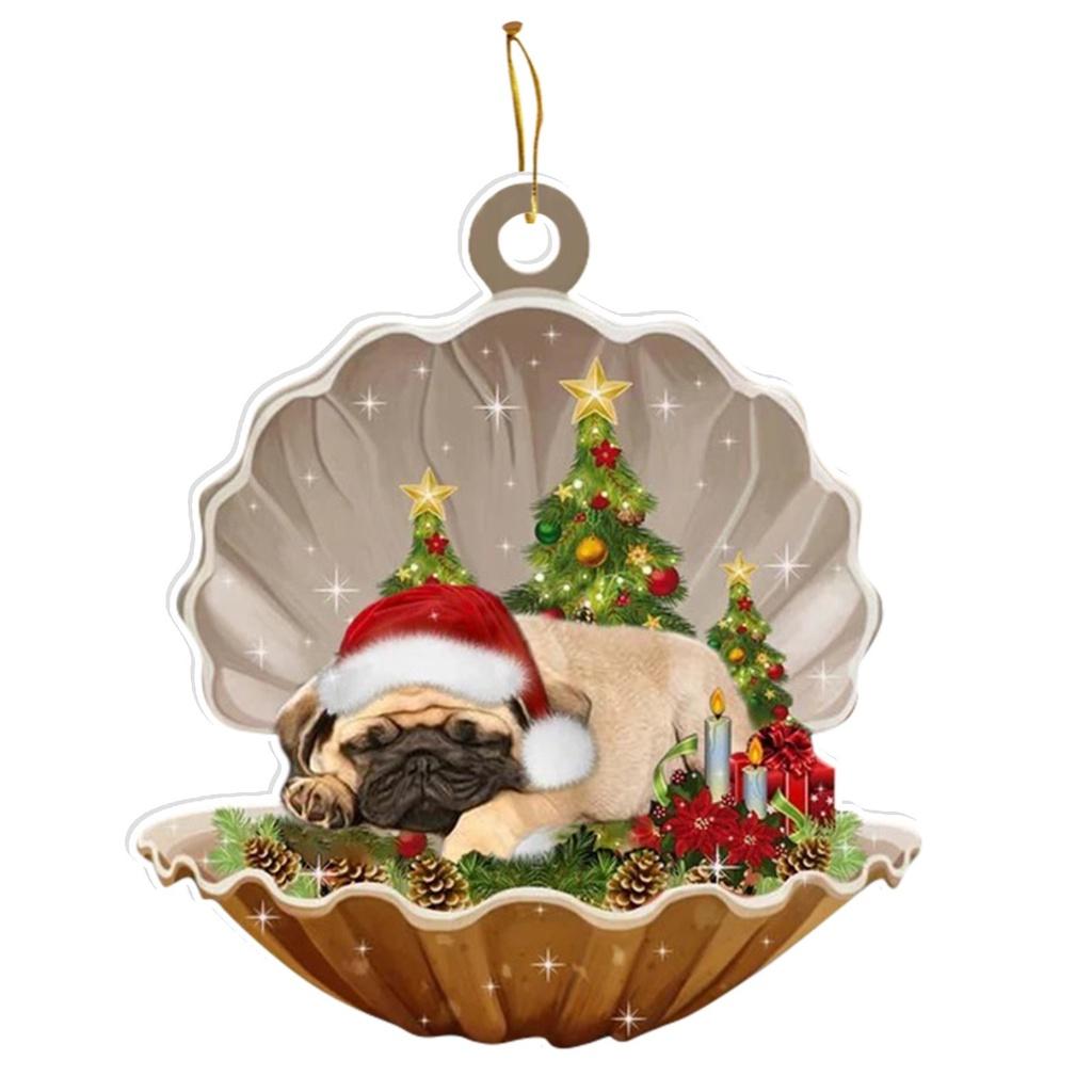 Cute Cartoon Acrylic Car Hanging Decoration For Christmas Tree Shell Sleeping Dog
